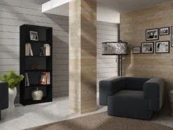 Libreria moderna 60x182x30 cm con 4 ripiani nera LBT2