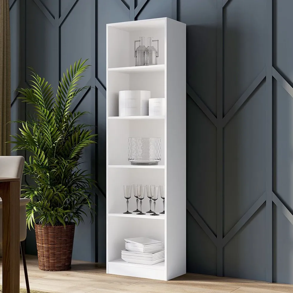 Libreria moderna 50x182x30 cm con 4 ripiani bianca LBT4