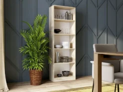 Libreria moderna 60x182x30 cm con 4 ripiani rovere chiaro LBT2