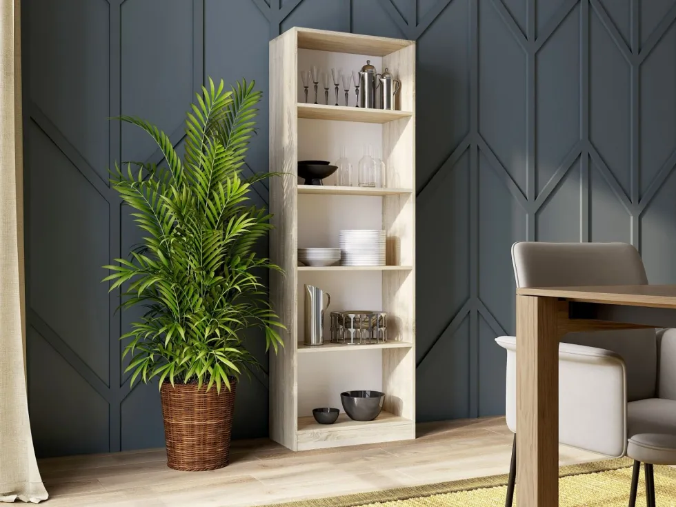 Libreria moderna 60x182x30 cm con 4 ripiani rovere chiaro LBT2