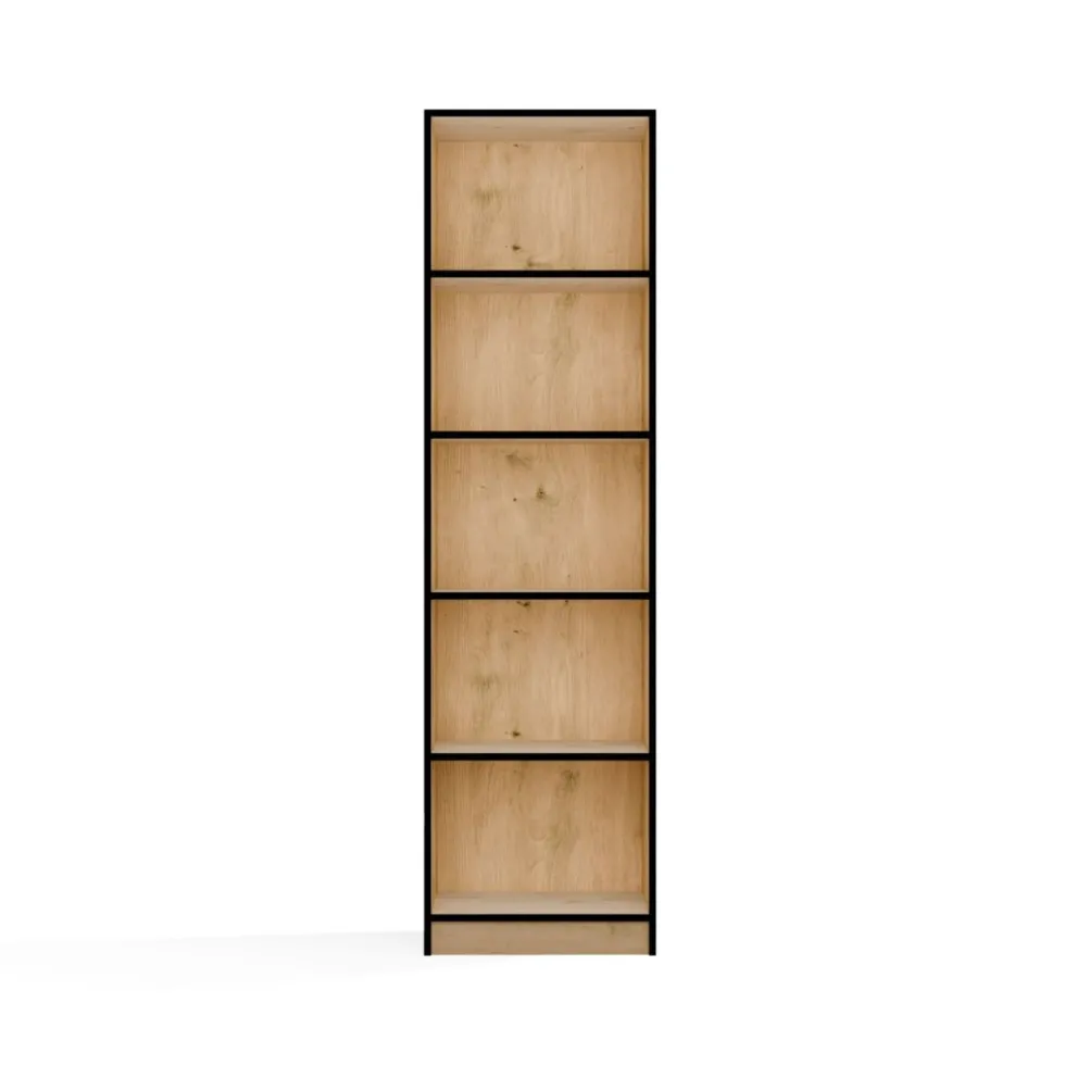 Libreria moderna 50x182x30 cm con 4 ripiani rovere/nero LBT4