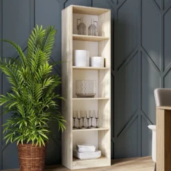 Libreria moderna 50x182x30 cm con 4 ripiani rovere chiaro LBT4