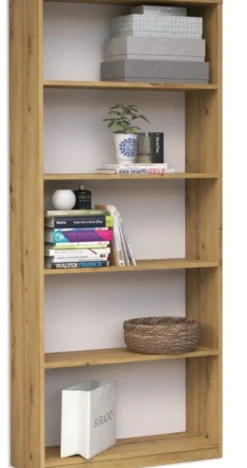 Libreria moderna 60x182x30 cm con 4 ripiani rovere naturale LBT2