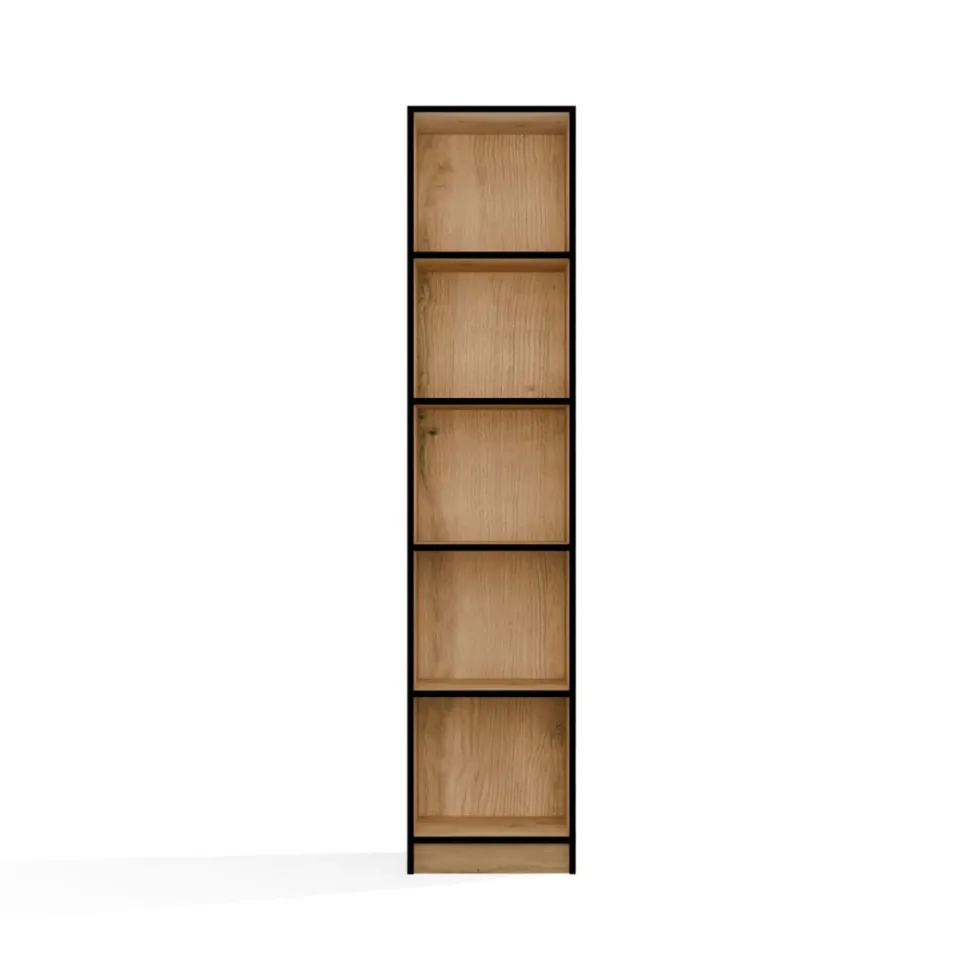 Libreria moderna 182x40x30 cm con 4 ripiani rovere e nero LBT1