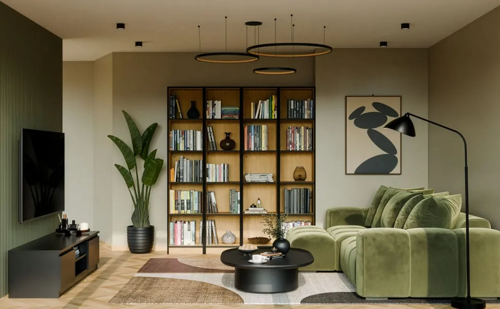 Libreria moderna 182x40x30 cm con 4 ripiani rovere e nero LBT1