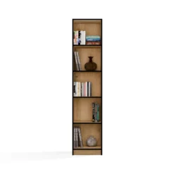 Libreria moderna 182x40x30 cm con 4 ripiani rovere e nero LBT1