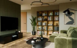 Libreria moderna 182x40x30 cm con 4 ripiani rovere e nero LBT1