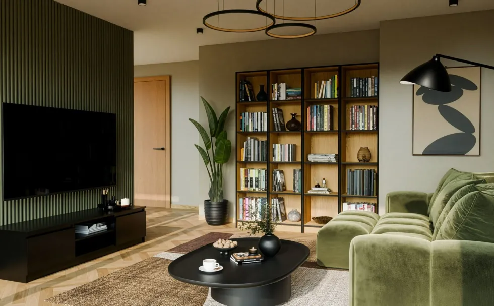 Libreria moderna 182x40x30 cm con 4 ripiani rovere e nero LBT1