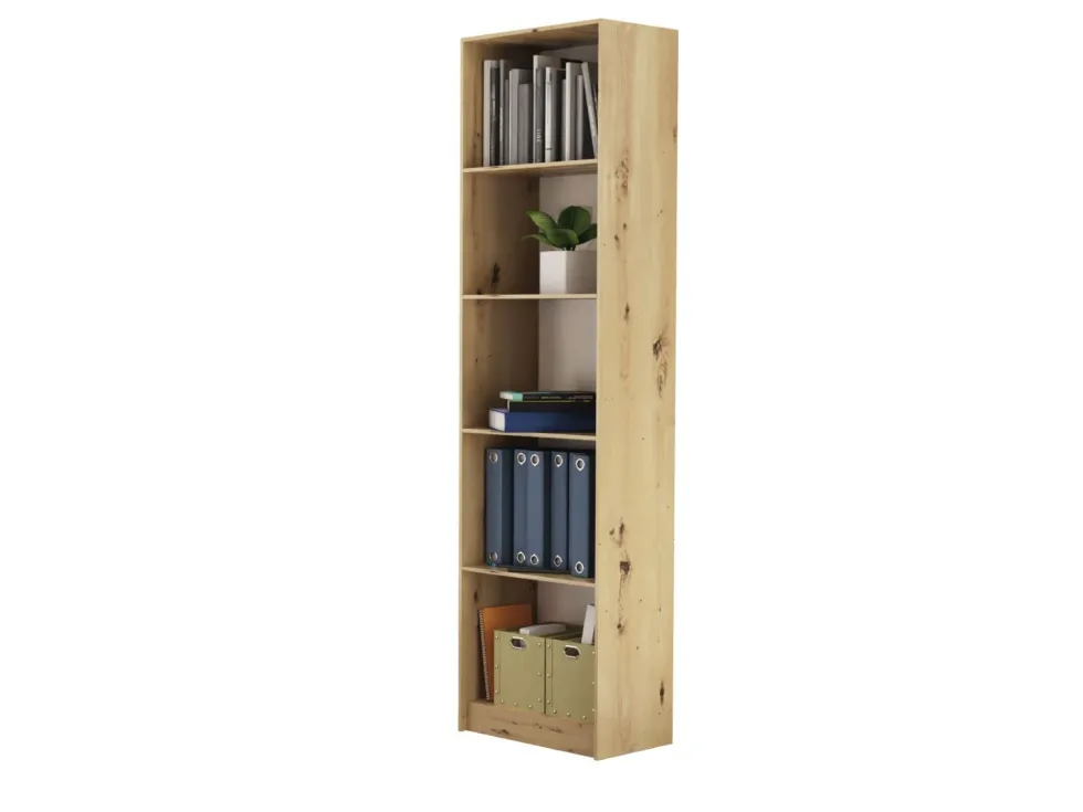 Libreria moderna 50x182x30 cm con 4 ripiani rovere naturale LBT4