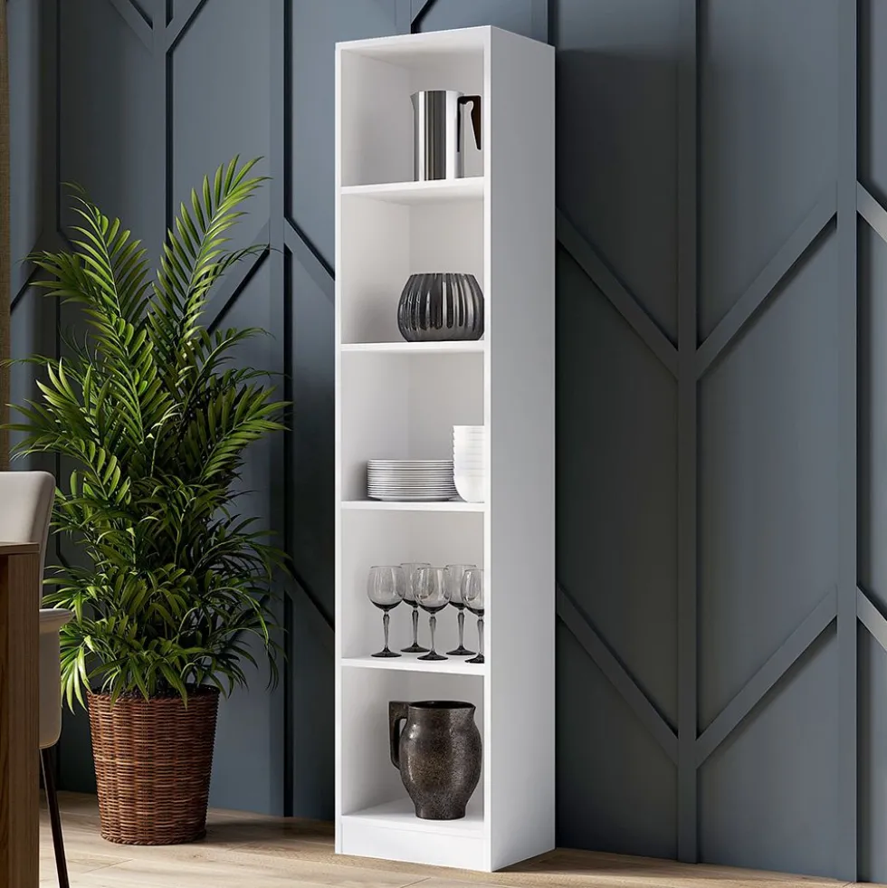 Libreria moderna 182x40x30 cm con 4 ripiani bianca LBT1