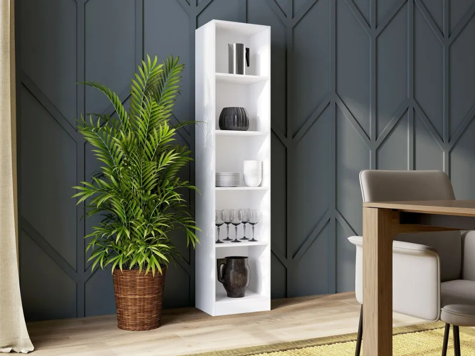 Libreria moderna 182x40x30 cm con 4 ripiani bianca LBT1