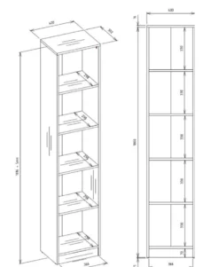 Libreria moderna 182x40x30 cm con 4 ripiani rovere naturale LBT1
