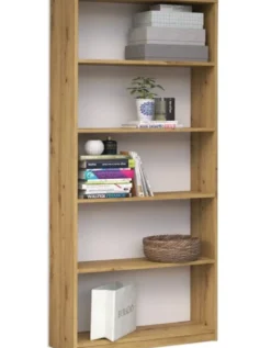 Libreria moderna 80x182x30 cm con 4 ripiani rovere naturale LBT3