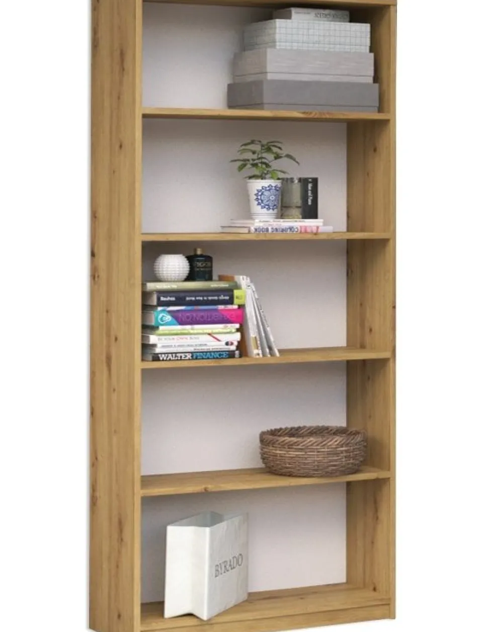 Libreria moderna 80x182x30 cm con 4 ripiani rovere naturale LBT3