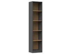 Libreria moderna 182x40x30 cm con 4 ripiani rovere e antracite LBT1