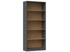 Libreria moderna 80x182x30 cm con 4 ripiani rovere e antracite LBT3