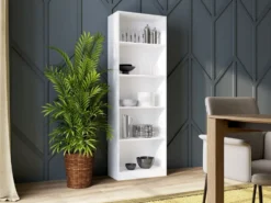 Libreria moderna 60x182x30 con 4 ripiani cm bianca LBT2