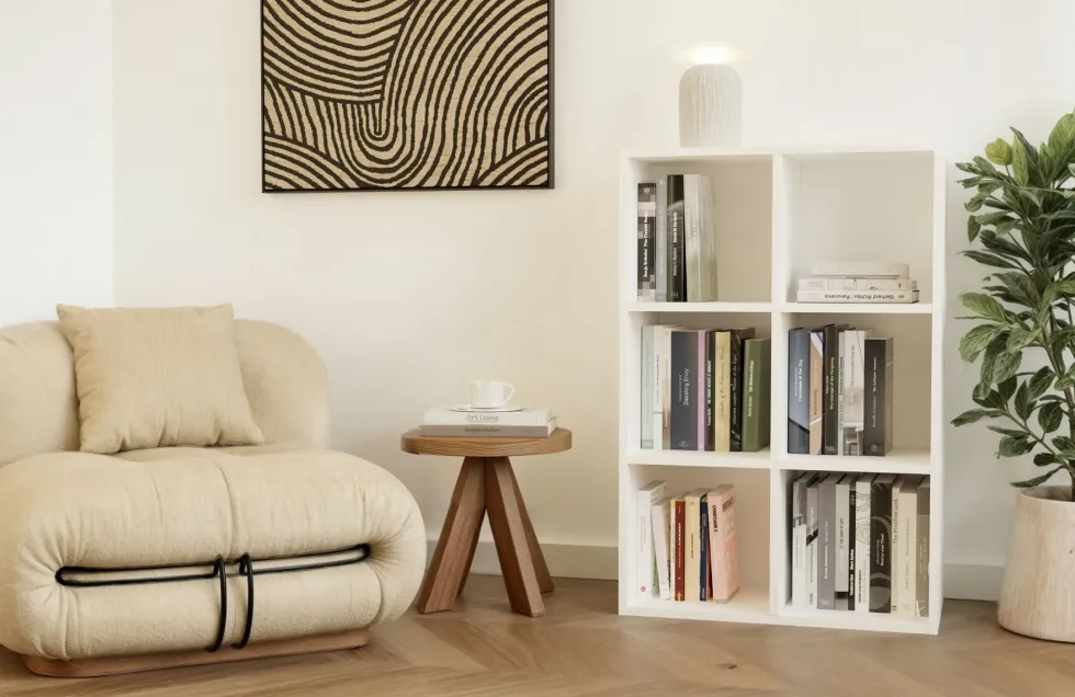 Libreria piccola 90x60 cm a 6 vani bianco opaco LBT18