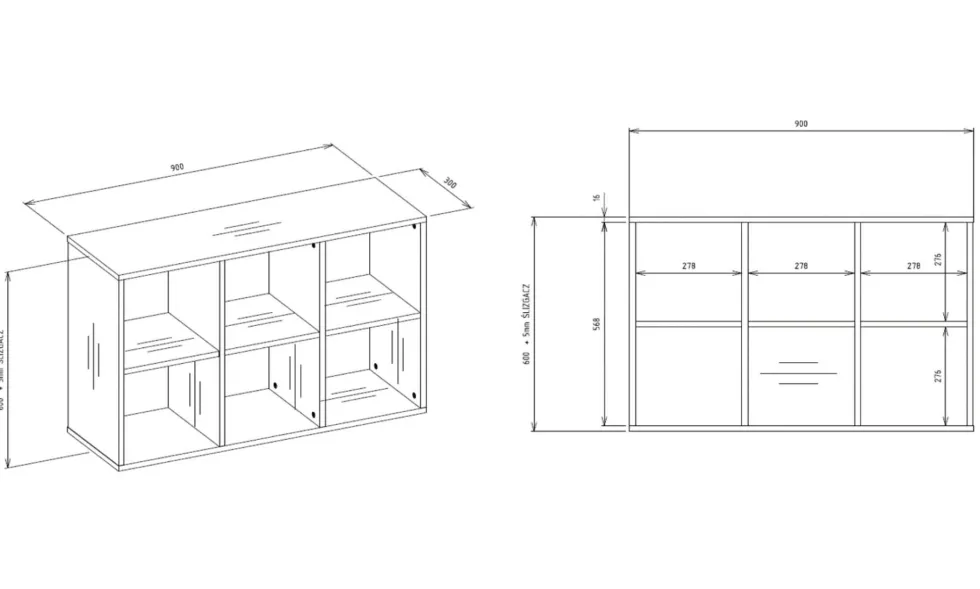 Libreria piccola 90x60 cm a 6 vani bianco opaco LBT18