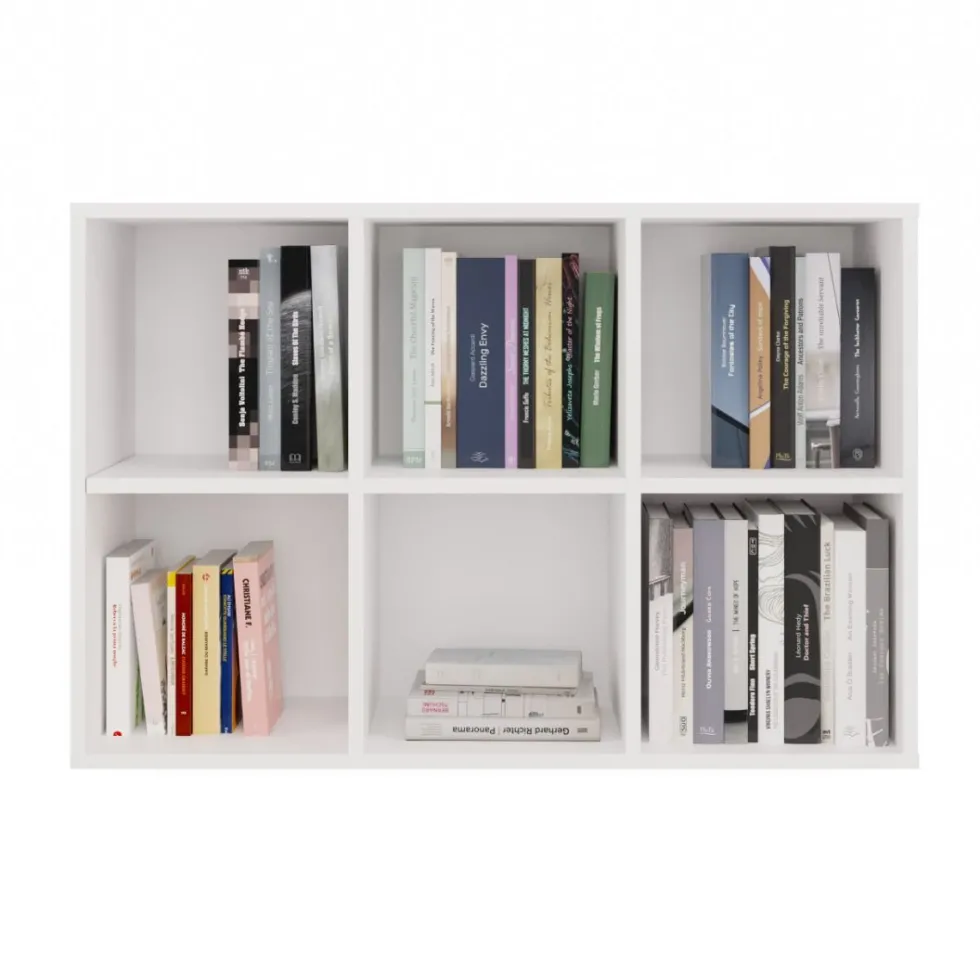 Libreria piccola 90x60 cm a 6 vani bianco opaco LBT18