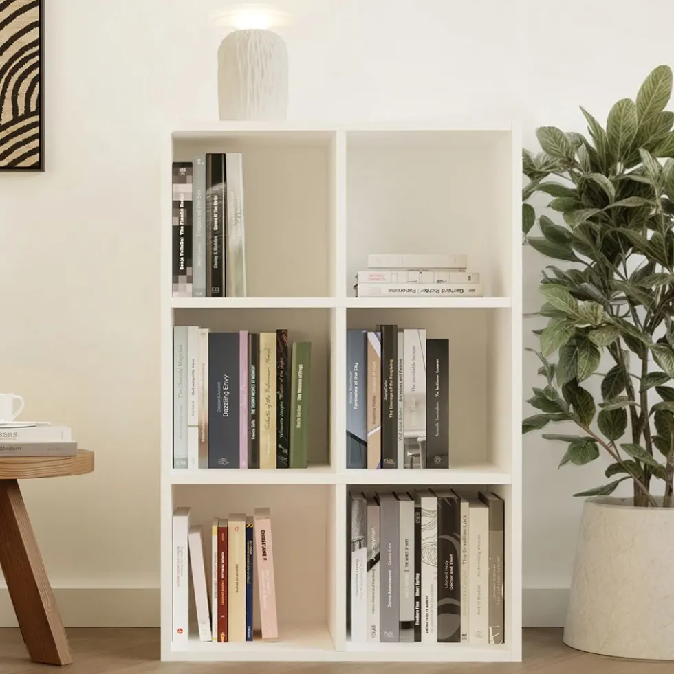Libreria piccola 90x60 cm a 6 vani bianco opaco LBT18
