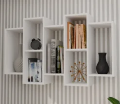 Libreria sospesa 129,5x60 cm moderna bianca MNT5