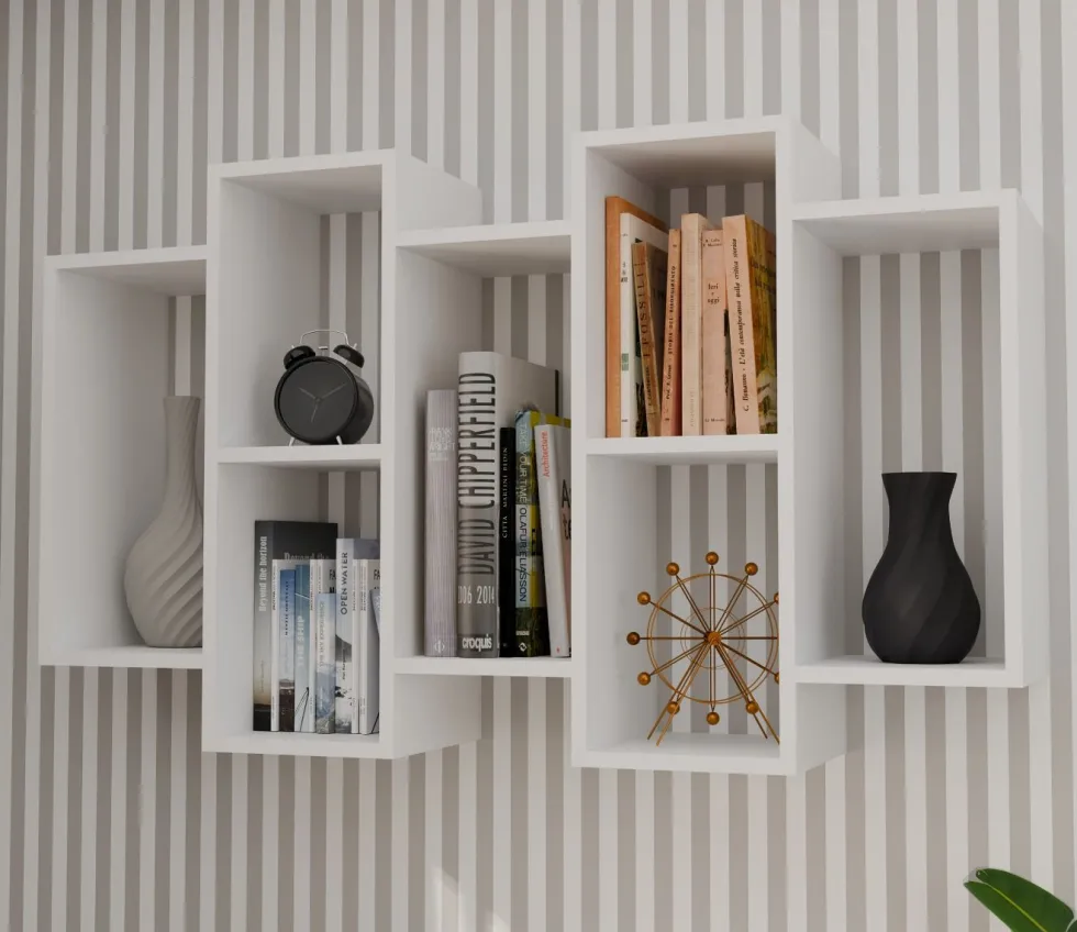 Libreria sospesa 129,5x60 cm moderna bianca MNT5
