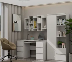 Libreria sospesa 129,5x60 cm moderna bianca MNT5