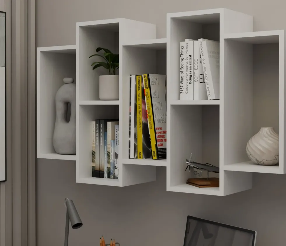 Libreria sospesa 129,5x60 cm moderna bianca MNT5