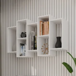 Libreria sospesa 129,5x60 cm moderna bianca MNT5