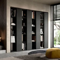 Libreria 224x186 cm a parete grande grafite LBL1