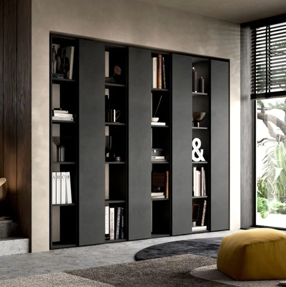 Libreria 224x186 cm a parete grande grafite LBL1