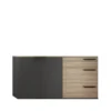 Madia a 2 ante e 3 cassetti 160x85 cm nero opaco e rovere naturale MI23