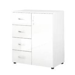 Madia 1 anta 4 cassetti bianco lucido MG2
