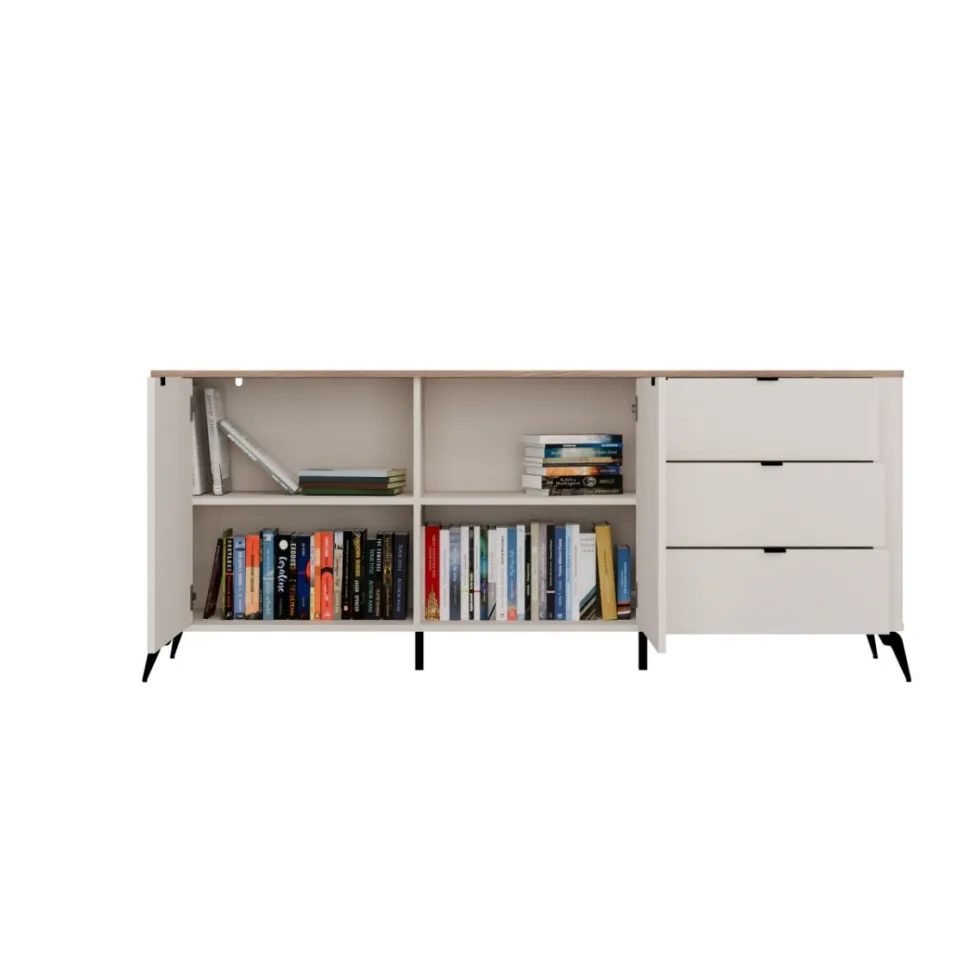 Madia da soggiorno elegante 183x75 cm in beige e rovere MT2
