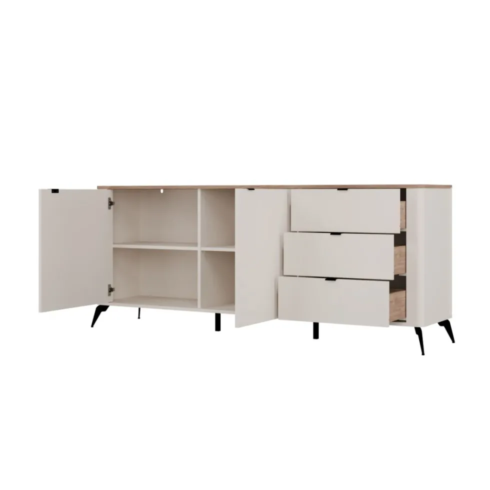 Madia da soggiorno elegante 183x75 cm in beige e rovere MT2