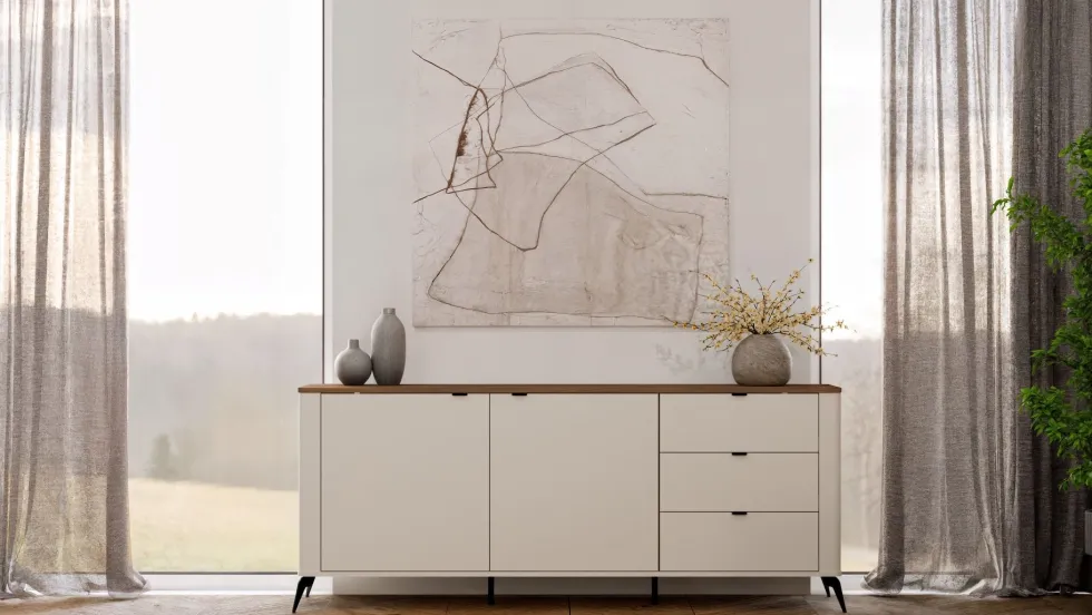 Madia da soggiorno elegante 183x75 cm in beige e rovere MT2