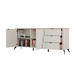 Madia da soggiorno elegante 183x75 cm in beige e rovere MT2