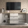 Madia da soggiorno 211x88 cm bianco effetto legno e rovere ML57
