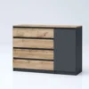 Madia grande per soggiorno 120x86 cm con 4 cassetti rovere e antracite MG7