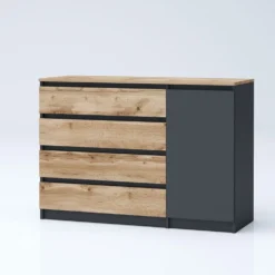 Madia grande per soggiorno 120x86 cm con 4 cassetti rovere e antracite MG7