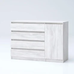 Madia grande per soggiorno 120x86 cm con 4 cassetti bianco legno MG7