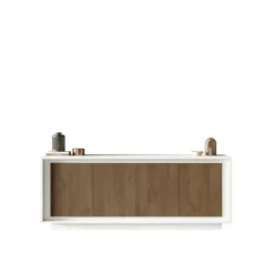 Madia moderna a 4 ante 207x80 cm bianco opaco e rovere scuro ML56