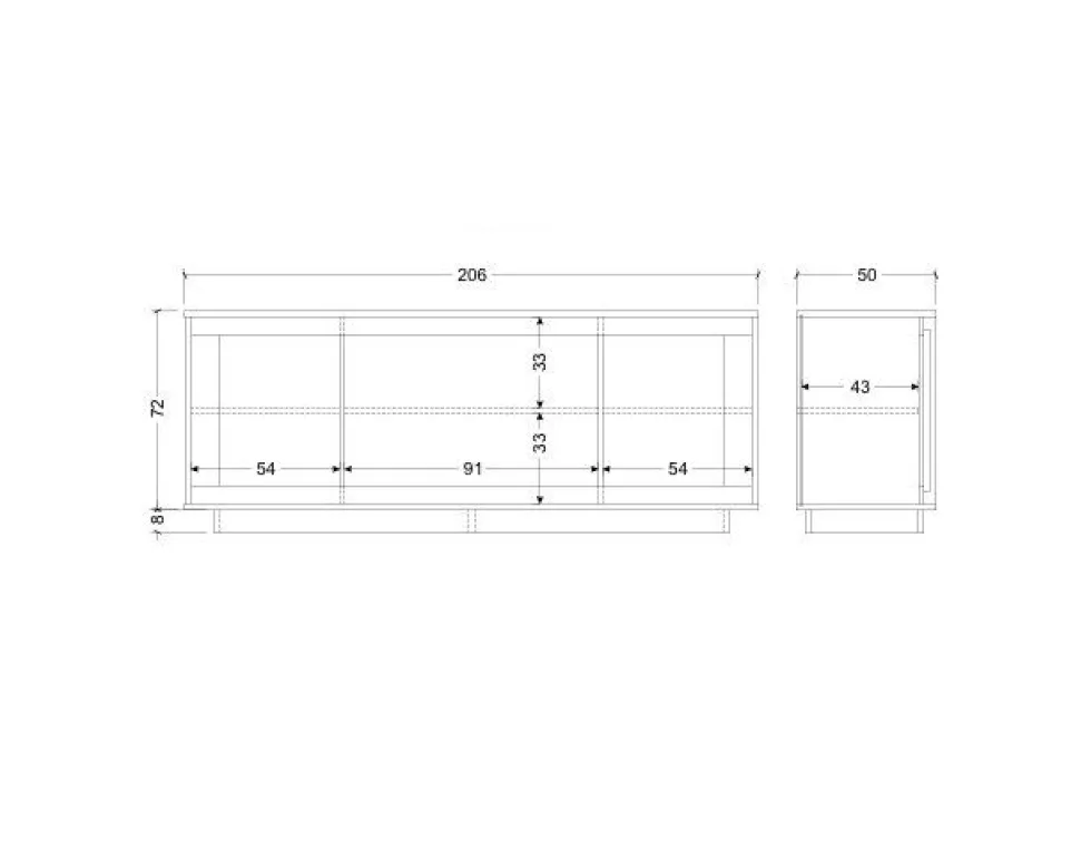Madia moderna a 4 ante 207x80 cm bianco opaco ML56