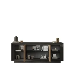 Madia moderna a 4 ante 207x80 cm grafite e rovere scuro ML56