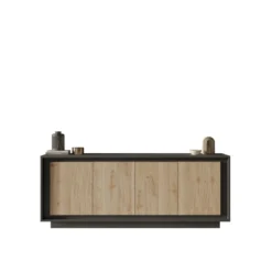 Madia moderna a 4 ante 207x80 cm grafite e rovere chiaro ML56
