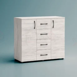 Madia moderna 2 ante e 4 cassetti bianco legno MG1