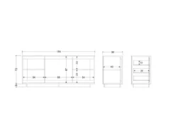 Madia moderna 2 ante 184x80 cm bianco opaco e cemento ML55