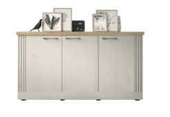 Madia moderna 3 ante 164x88 cm bianco effetto legno e rovere ML58