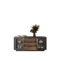 Madia moderna 2 ante 184x80 cm grafite e rovere scuro ML55